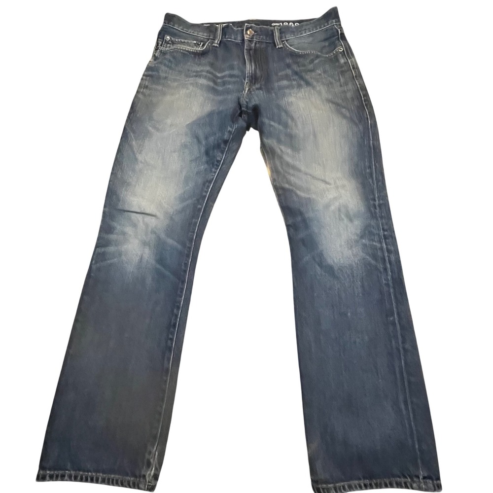 Gap 1969 Mens Straight Leg Jeans 34x30 Medium Wash Blue‎ Denim Pants